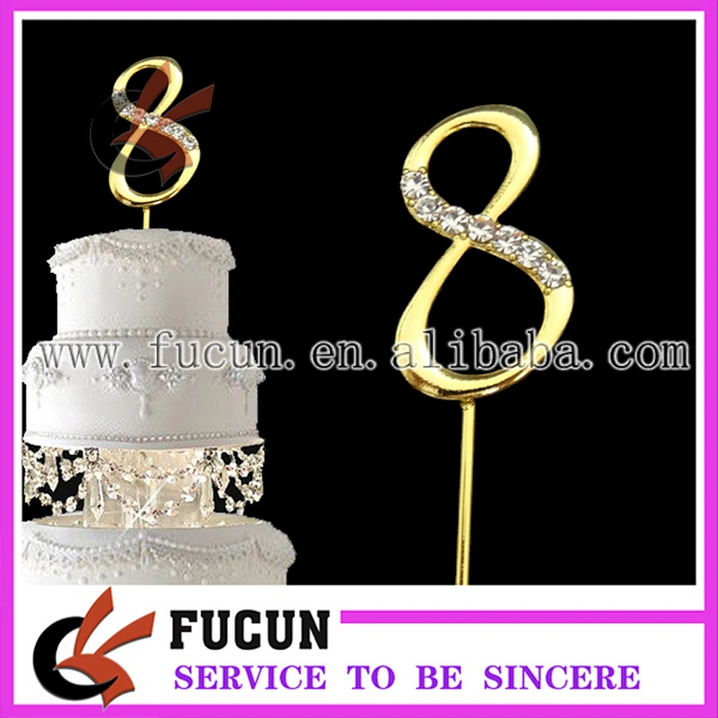 Gold number crystal diamond rhinestone cake topper party decoration/cake decoration