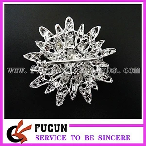Rhinestone Crystal Wedding Bridal Bouquet Silver Flower Faux Pearl Brooch Pin