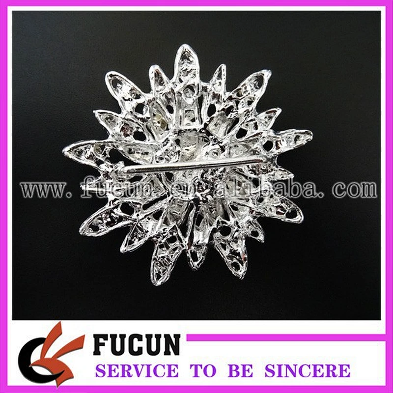 Rhinestone Crystal Wedding Bridal Bouquet Silver Flower Faux Pearl Brooch Pin