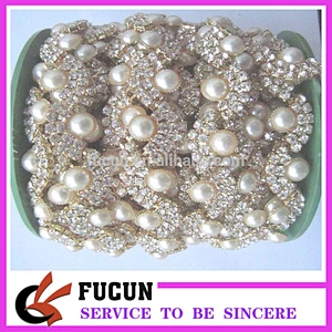 rhinestone flower trimming chain banding decorations for wedding dresses wholesale