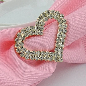 heart style gold plated crystal napkin ring for Dinner PartyTable Decoration