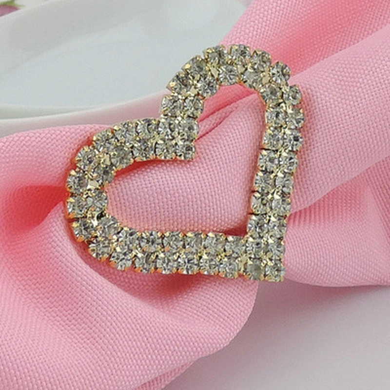 heart style gold plated crystal napkin ring for Dinner PartyTable Decoration