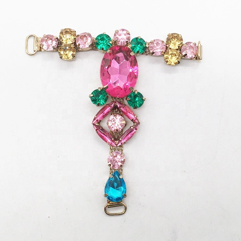 Handmade good price candy color shoe rhinestone buckle upper for sandals