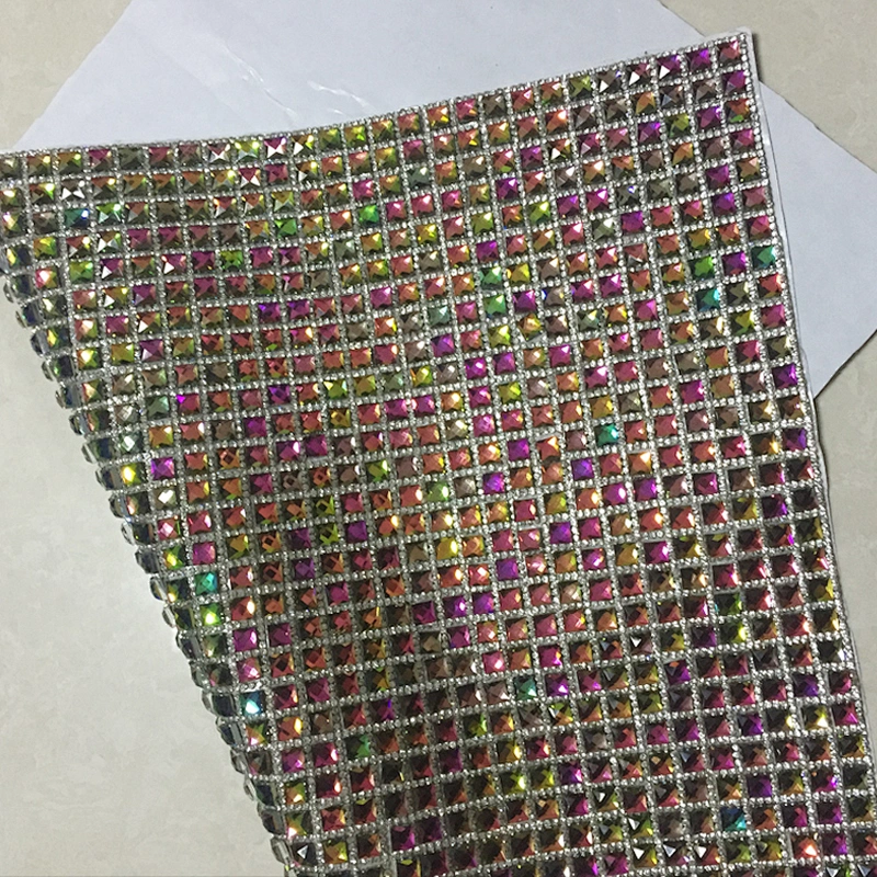 16 X 9.5 inches self adhesive crystal rhinestone mesh ab stones reflection sticker sheet