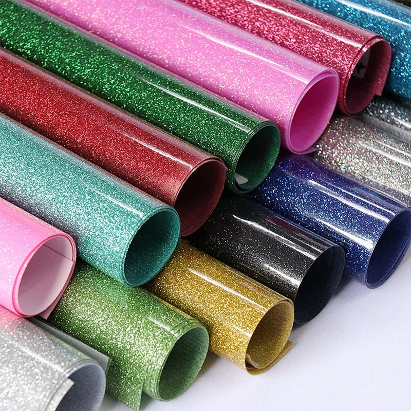 Wholesale Korea Quality Glitter Heat Transfer Press Vinyl Film Rolls Heat Transfer Glitter Vinyl