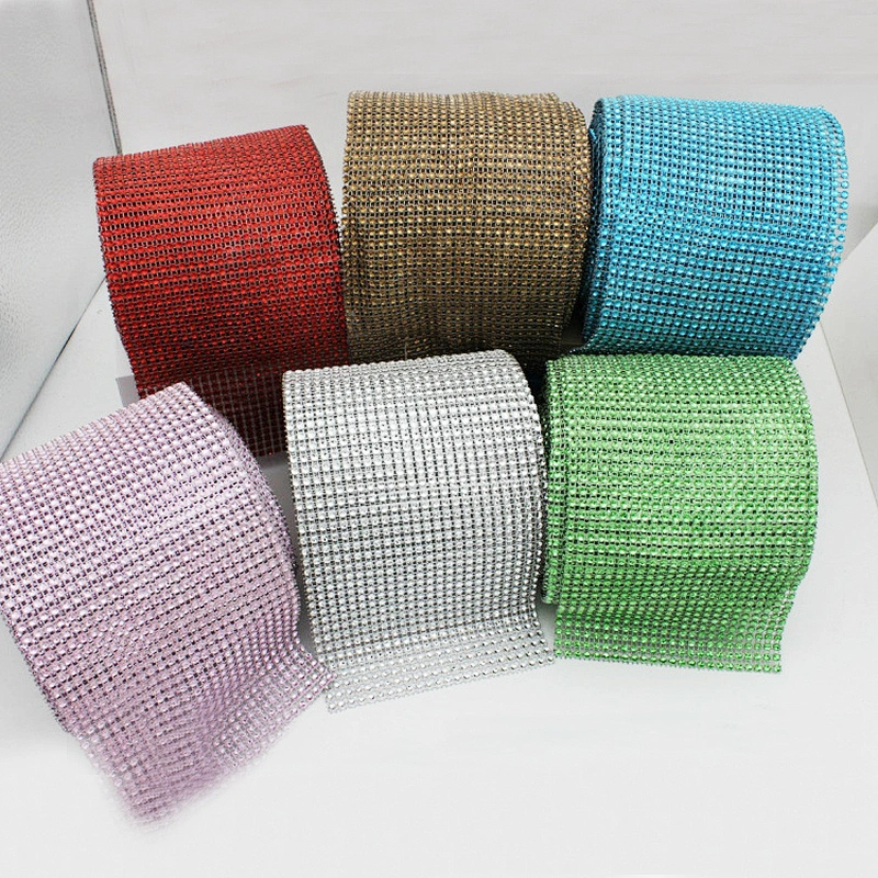 24 Row Imitation Assorted Color Diamond Ribbon Trim Wrap Mesh for Wedding Decoration