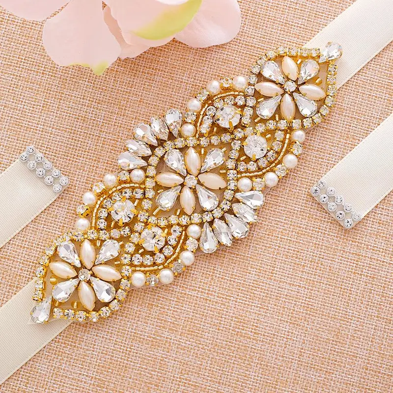Wholesale Embellishments rhinestone trim crystal appliques for wedding sash