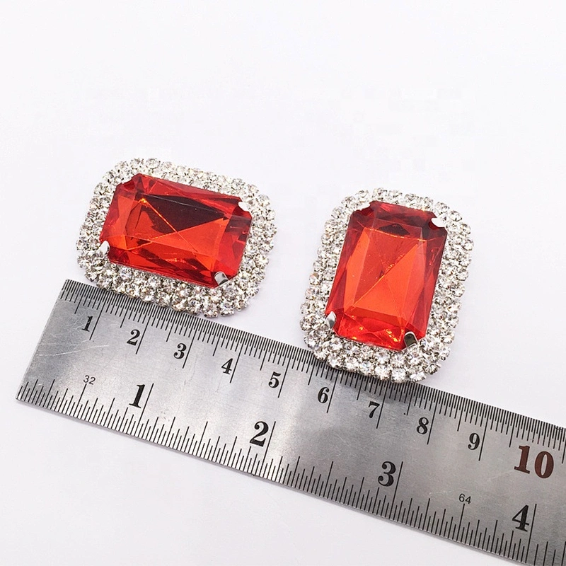 Hot selling superior quality women fashion shoe red color crystal jewelry shoe clip buckle