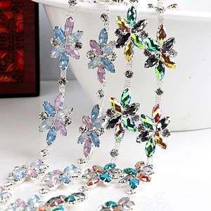 shining eye shape resin trimming cup chain for wedding dress decoration in bulk