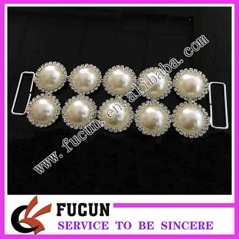 2018 hot sale 13cm pearl style rhinestone swimwear connector for bikini