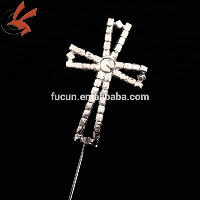 Small Rhinestone Cross Baptism Christening Communion Cake Topper
