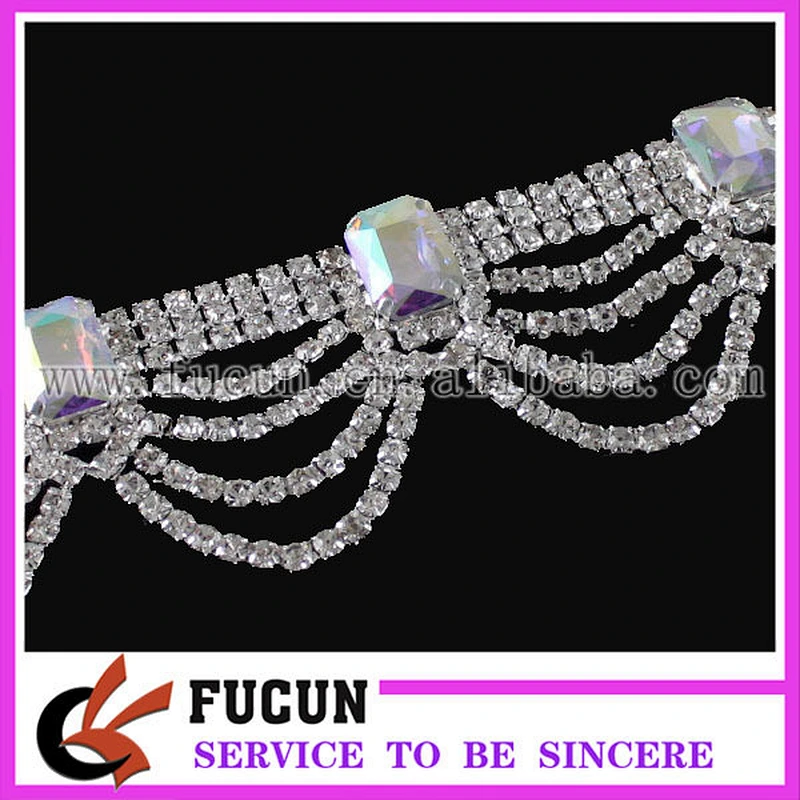 Bridal wedding craft applique multi shape rhinestone crystal silver trim