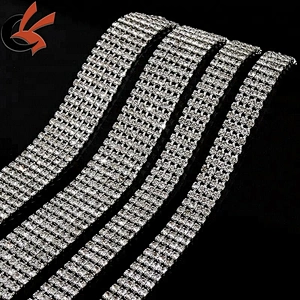 Multi-row crystal rhinestone chain trim for wedding cake decoration
