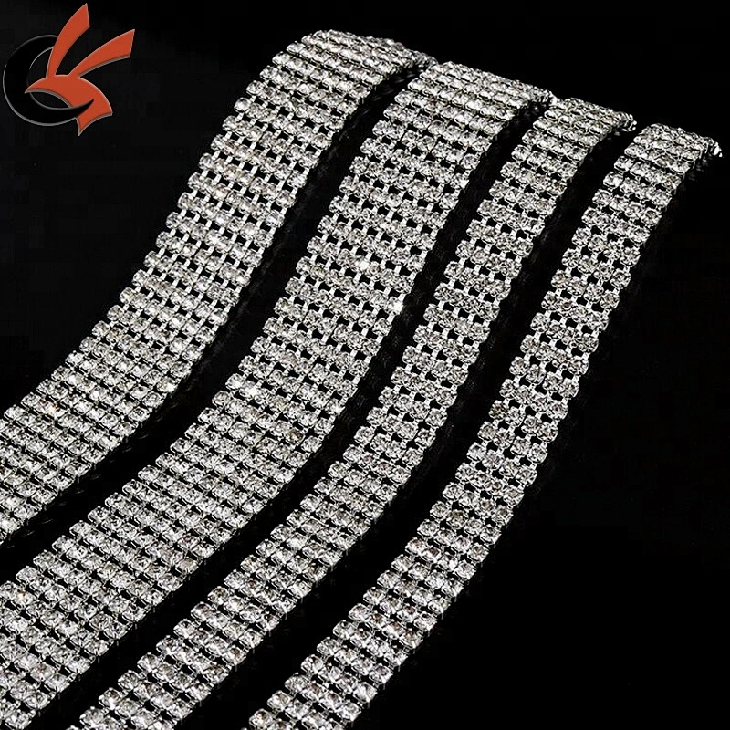 Multi-row crystal rhinestone chain trim for wedding cake decoration