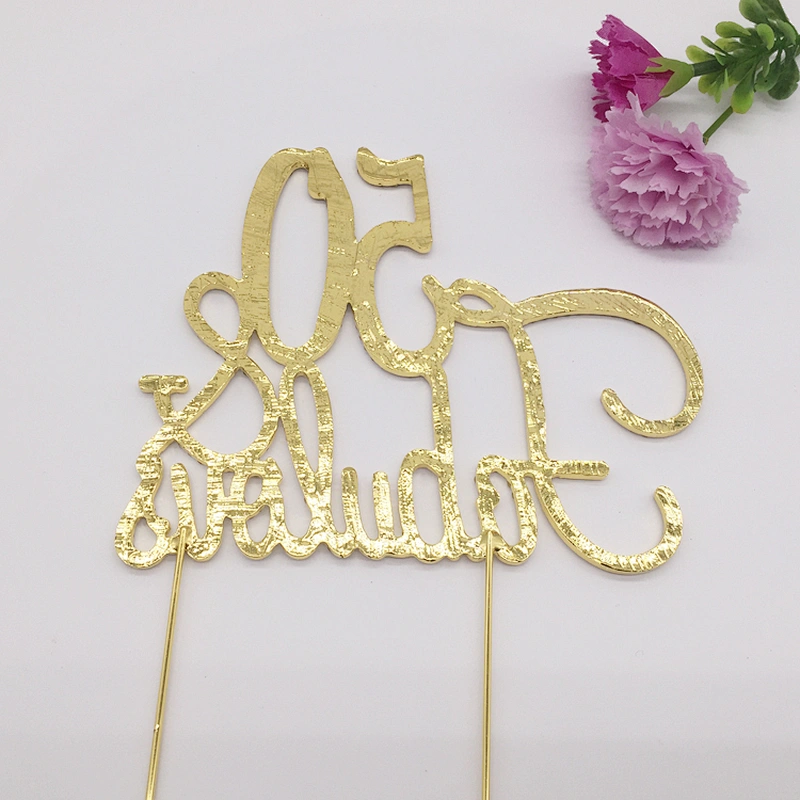 Gold 50&Fabulous Happy Birthday Cake Topper for Party Cake Decoration