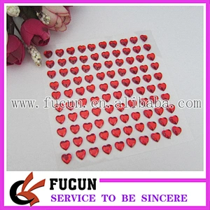New self rhinestone adhesive sticker red heart shape sticker