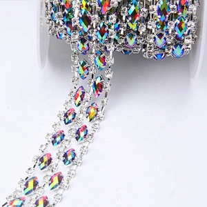 Guangzhou supplier resin AB stone trimming rhinestone banding crystal rhinestone trim for dress decoration