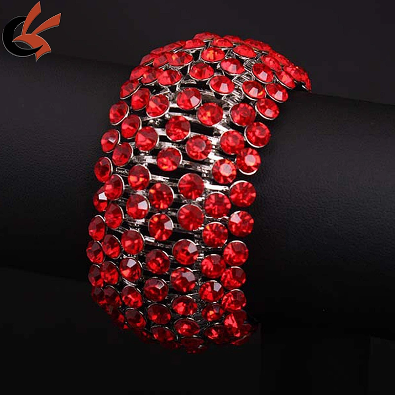 wholesale fashion wide rhinestone bangle elastic crystal rhinestone bracelet