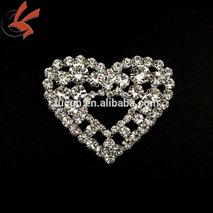 Stylish Jewelry Double Heart Shape Full Rhinestone Brooch Gift