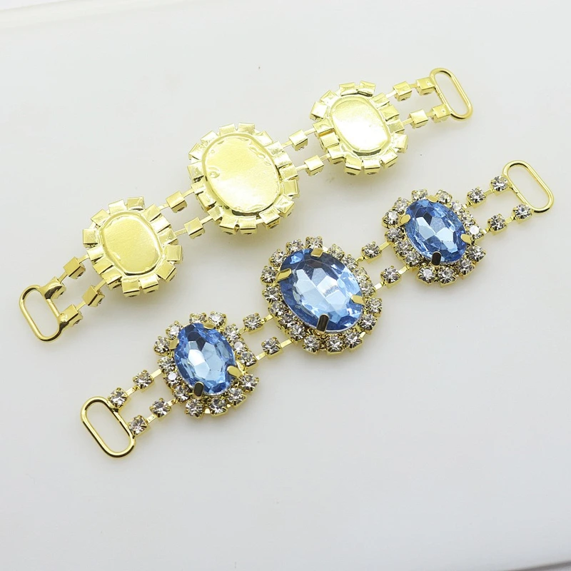 sparkle Charm Metal Chain Crystal gem bikini connectors Buckles