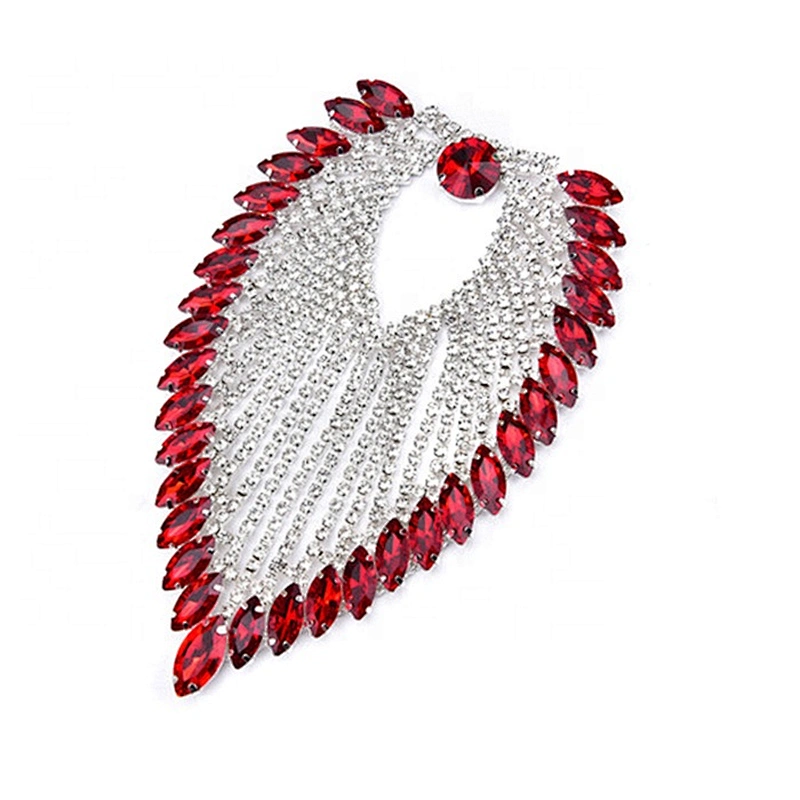 New Product 8.5*13.5cm Custom Sew On Clear Rhinestone Applique