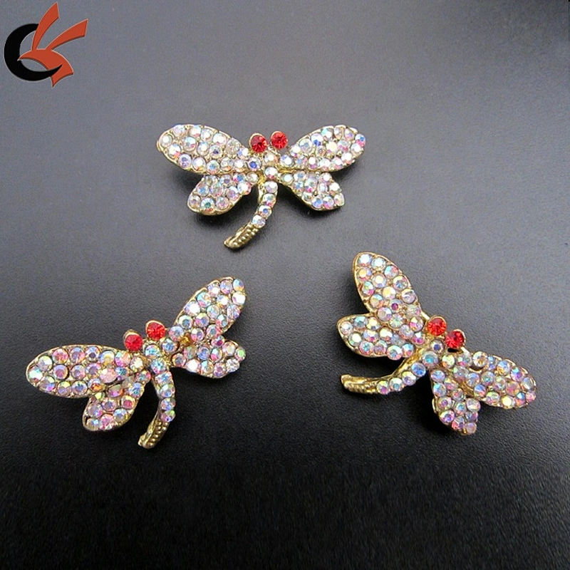 New arrival little gold rhinestone dragonfly brooch