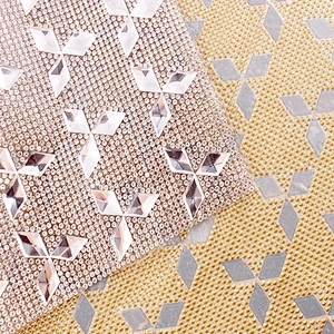 High Quality Wholesale New Fashion Sparkle Crystal Sheet Hot Fix Rhombic Rhinestone Beads Mesh