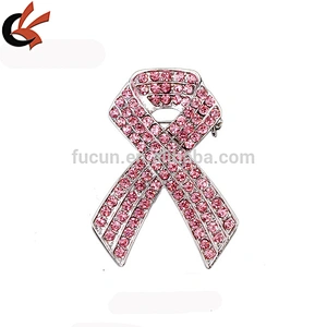 PINK rhinestone breast cancer ribbon brooch for decoration