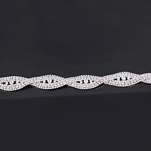 Custom wholesale twisted hair accessories rhinestone bridal wedding decoration trimming