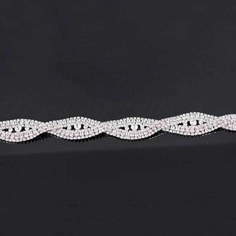 Custom wholesale twisted hair accessories rhinestone bridal wedding decoration trimming