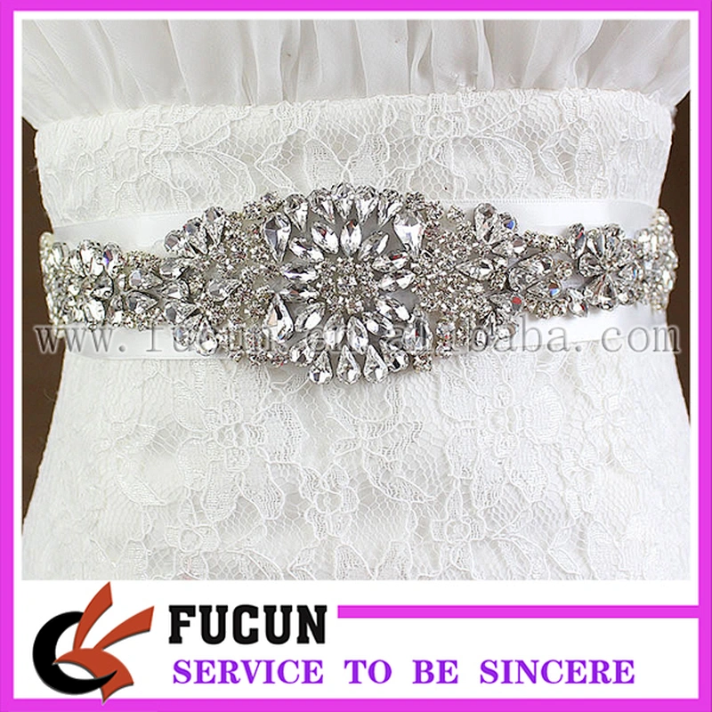 Sash rose gold party Dress bridal Rhinestone Applique
