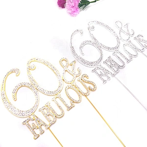 Wholesale GOLD 60 & Fabulous Cake Topper 60th Birthday Decoration