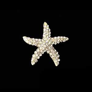 Popular wholesale shinny fashion Wedding Invitation Starfish Rhinestone Buckles With Slider Back