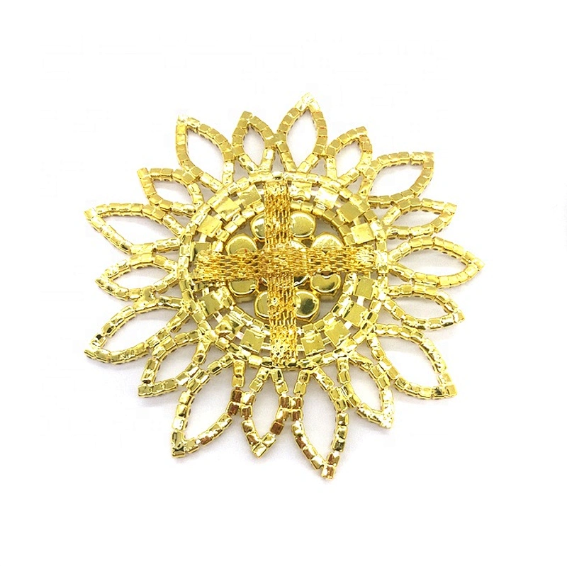 Gold Flatback Sunflower Sew On Crystal Rhinestone Applique