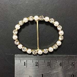 cheap price rhinestone and pearl crystal oval shape buckles