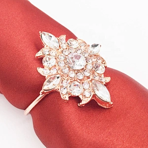 High quality duplicate ancient customs rose gold crystal rhinestone napkin ring