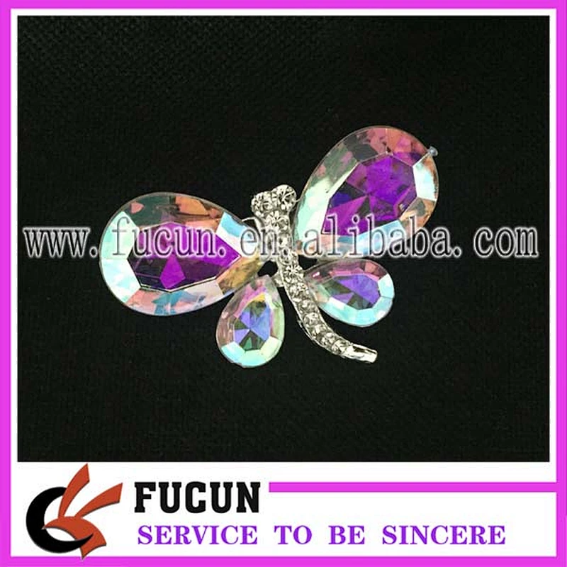 Newly trendy design crystal insect AB dragonfly shape rhinestone brooch for sell