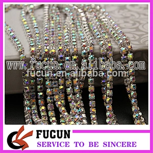 6mm ss28 Aqua color DMC rhinestone trim chain roll rhinestone brass cup chain