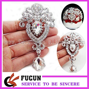 Wedding Bridal Elegant Crystal Rhinestone Diamante Silver Dangling Brooch Pin