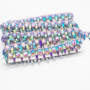 Sew on AB color resin beaded trimming resin rhinestone trim for decoration