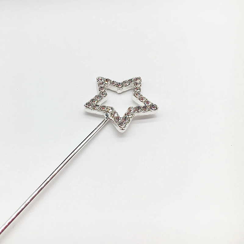 2019 charming silver plated crystal 2.5cm star shape rhinestone cake topper for child party wholesale