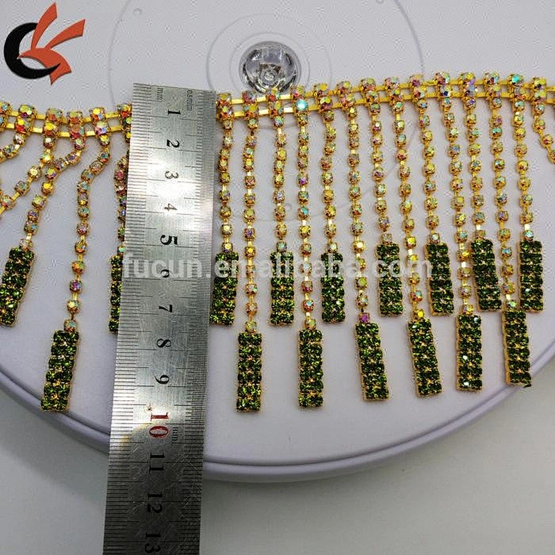 Wholesale bling bling gold AB Rhinestone bride trim