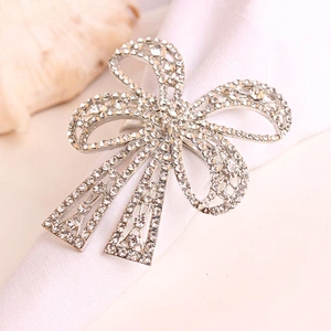 crystal wedding gift decoration fancy crystal bow tie banding diamond napkin ring