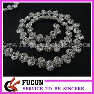 wholesale sparkling wedding Crystal Silver Trim Rhinestone Trimming Cup Chain Style