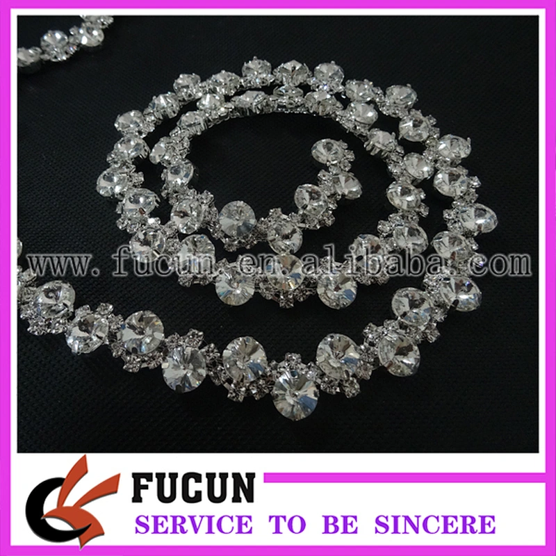 wholesale sparkling wedding Crystal Silver Trim Rhinestone Trimming Cup Chain Style