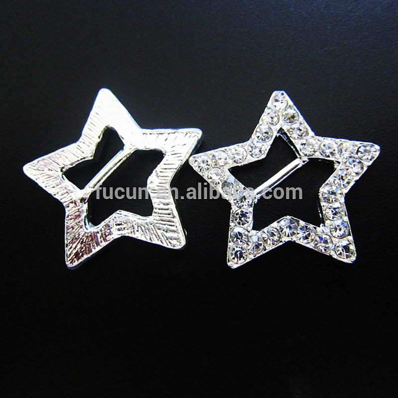 Decorative Fashion Round Square and Heart Shaped Rhinestone Ribbon Slider Buckles