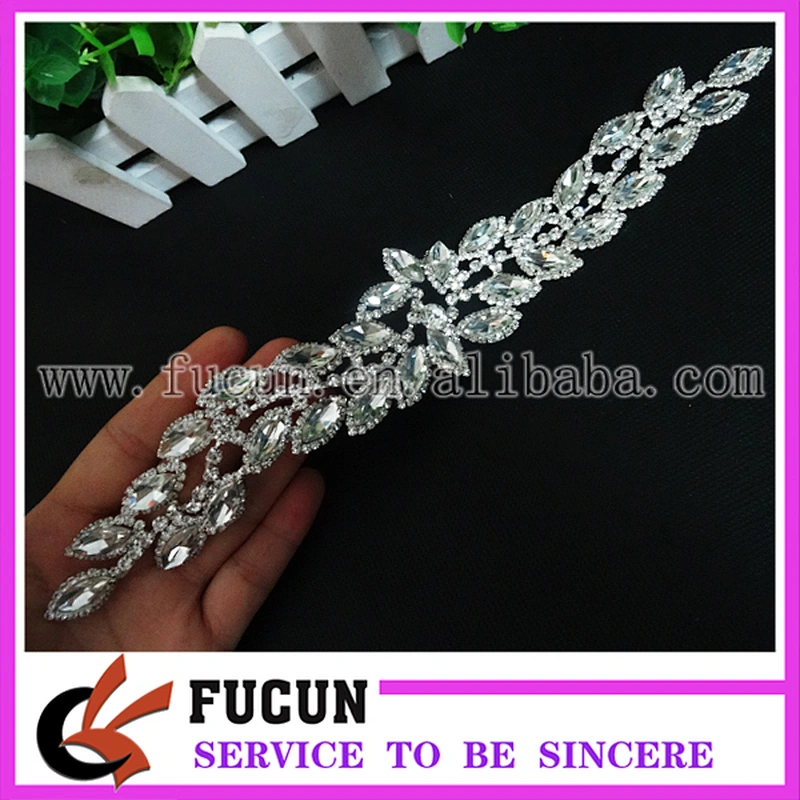 wholesale stunning crystal rhinestone appliques for bridal belt evening dress decoration