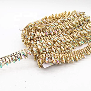 Guangzhou Factory Wholesale Fancy Gold Plated AB Crystal Rhinestone Chain Trims