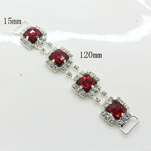 Shiny new products 120mm Metal red Rhinestone Bikini Connector in buckle