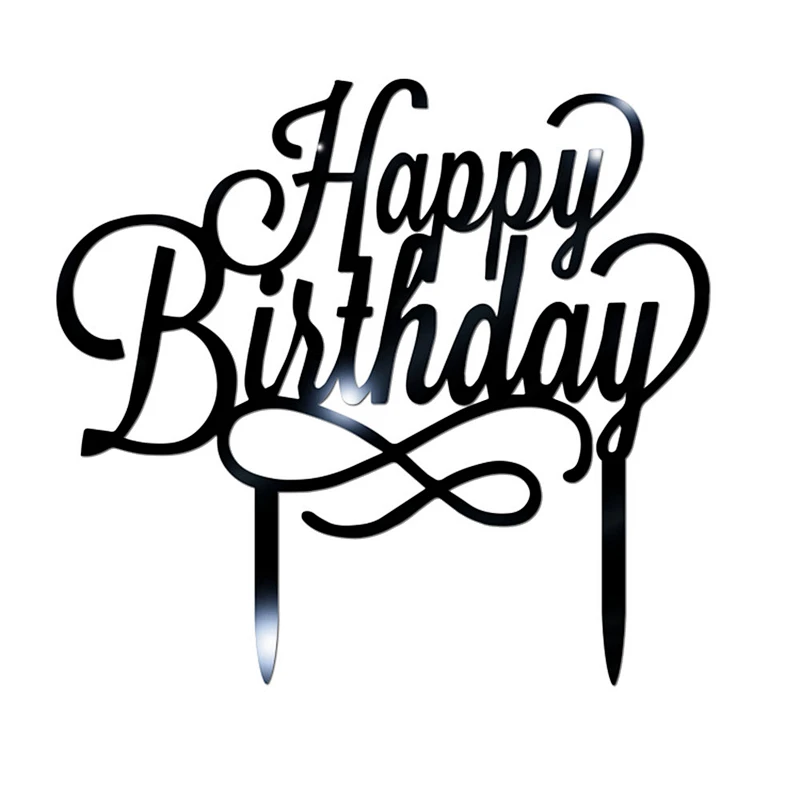 2019 popular style silver acrylic happy birthday design cake topper for Baking decorating